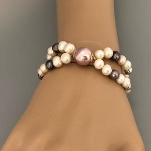 Pearl bracelet hand made silver 950